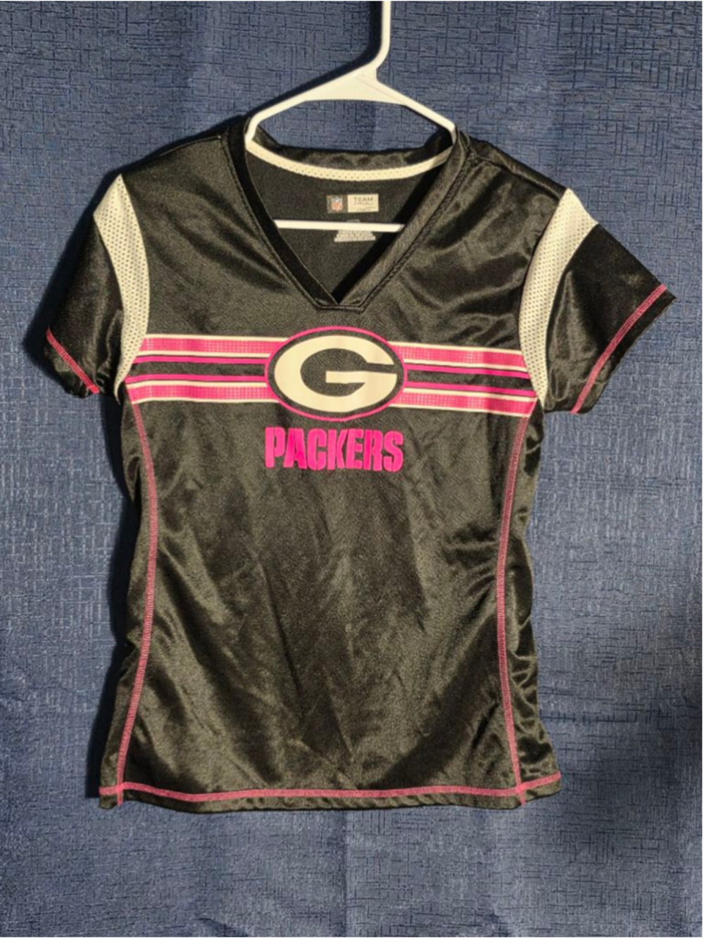 Women's NFL Team Apparel Black & Pink Green Bay Packers Jersey S football